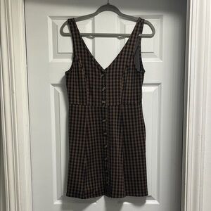 American Eagle Outfitters Black and Brown Checkered Mini Dress